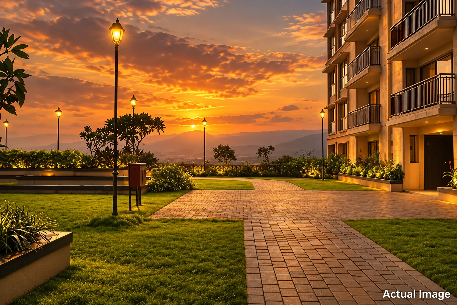 View within the landscaped Fortune City residential environment